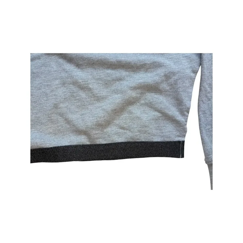 Converse Girls Size 4 Cropped Crewneck Sweatshirt Gray Metallic Silver Logo NWT